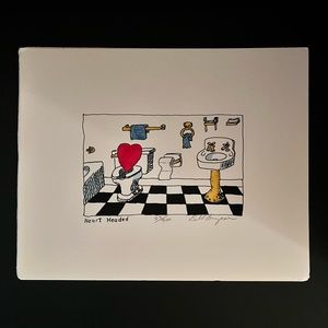 Collectible Bill Bryson 8 X 10. “Heart Headed” Matted Hand Tinted Serigraph